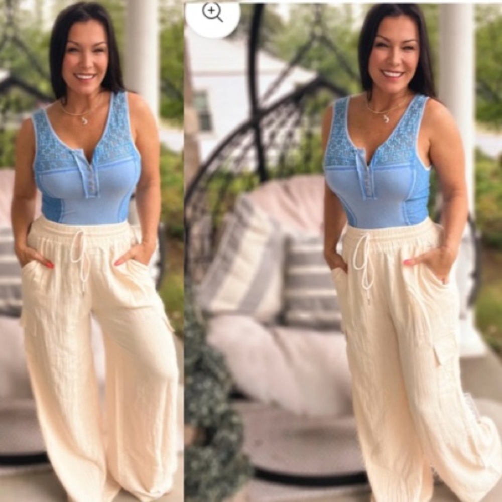 POL Lace and Love Bodysuit- IN Pacific Blue SIZE LARGE NWOT